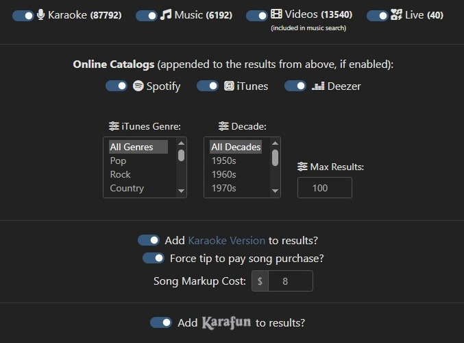 DJ Request App catalog selection