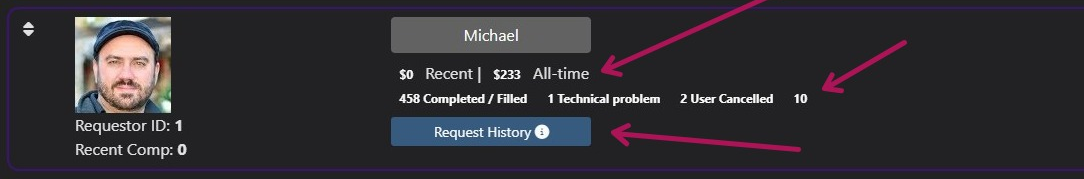 DJ Request history
